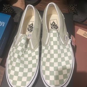 NWT Vans checkered slip ons
